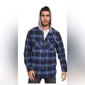 Tacvasen Blue Outdoor Hooded Shacket